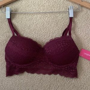 Burgundy lace bra